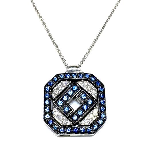Collier Chimento Femme Art Decò in Or blanc Zaffiro blu 0.77 Ct 1G00155B45450 - 1G00155B45450